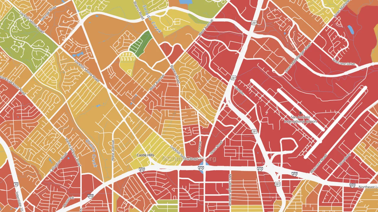 Greater Harmony Hills, San Antonio, TX Map of Theft Rates