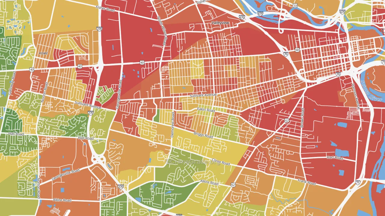 Greater Hilltop, Columbus, OH Map of Theft Rates