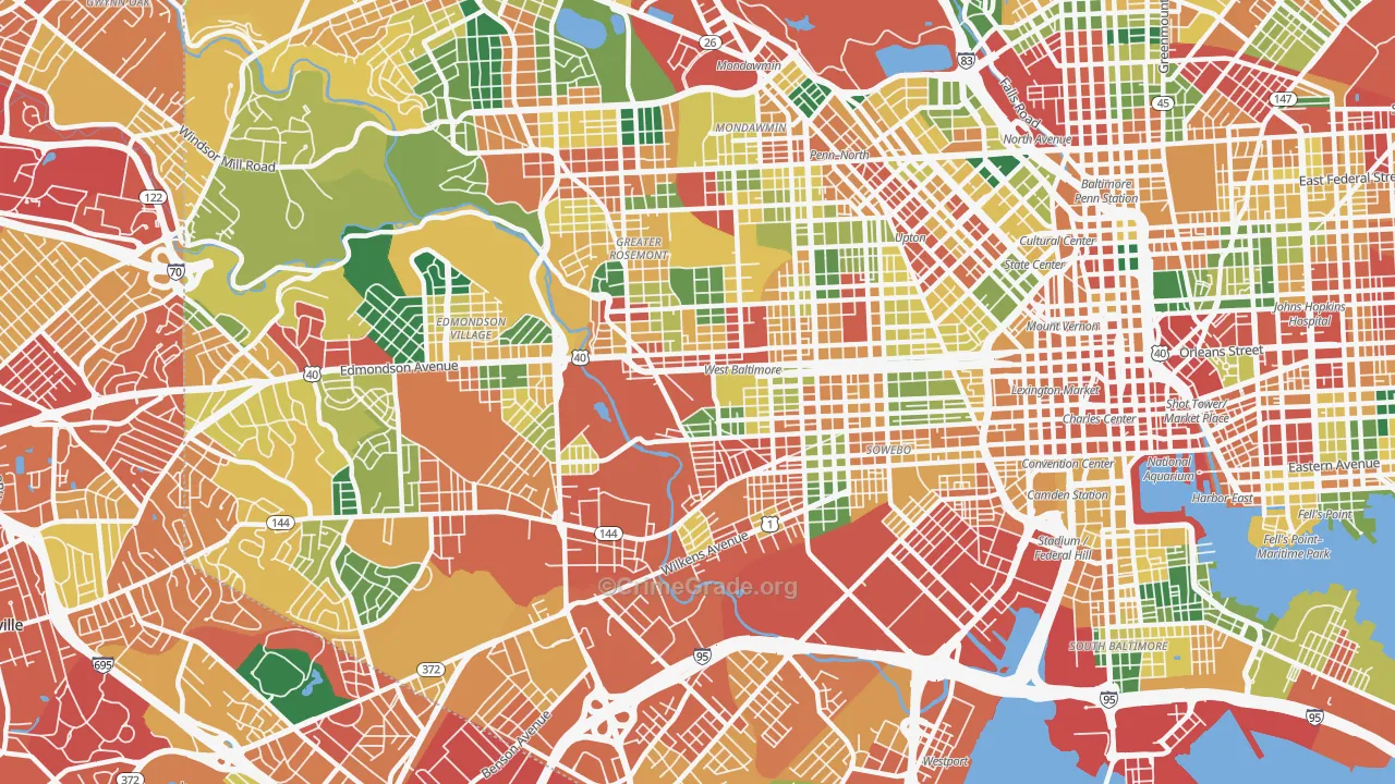 Greater Rosemont, Baltimore, MD Map of Theft Rates