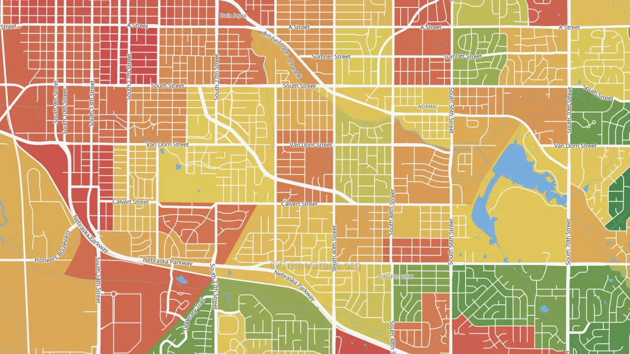 Greater South, Lincoln, NE Map of Theft Rates