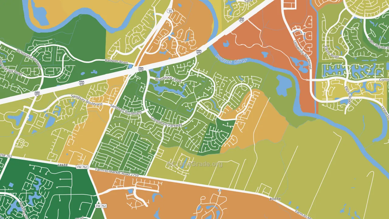 Greatwood, TX Map of Theft Rates