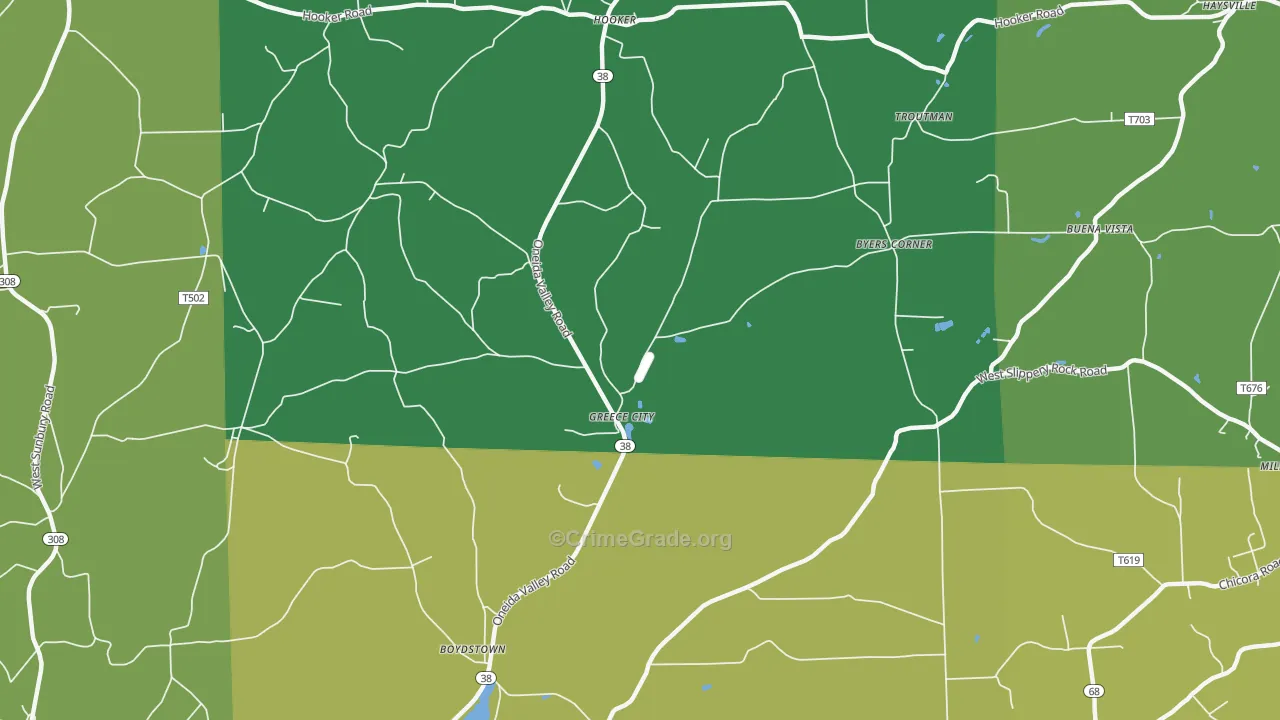 Greece City, PA Map of Theft Rates