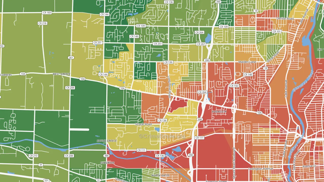Greece, NY Map of Theft Rates