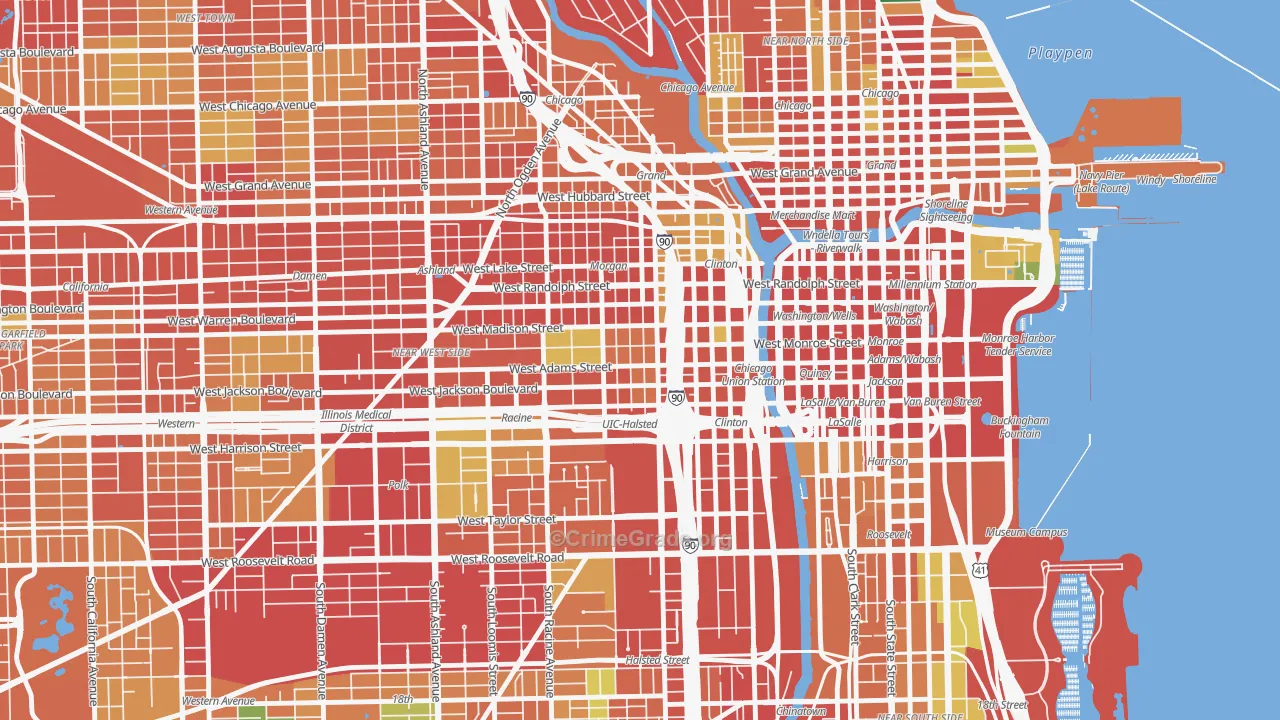 Greektown, Chicago, IL Map of Theft Rates