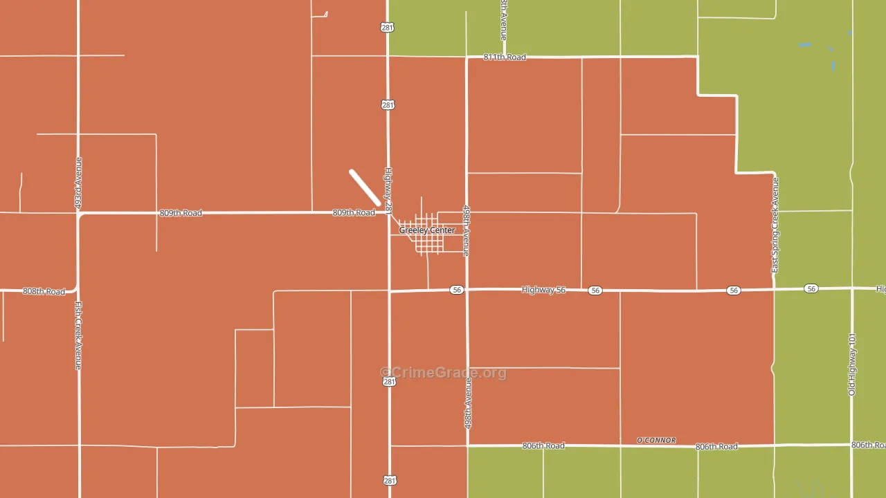 Greeley Center, NE Map of Theft Rates