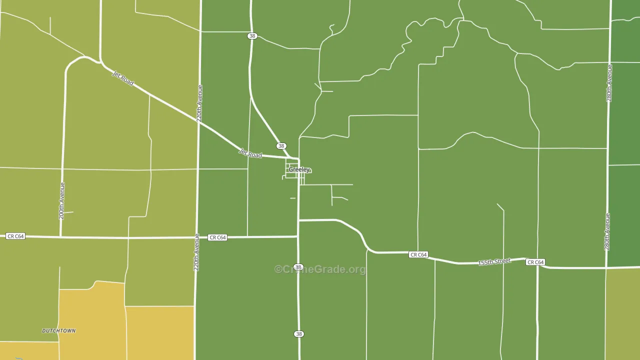 Greeley, IA Map of Theft Rates