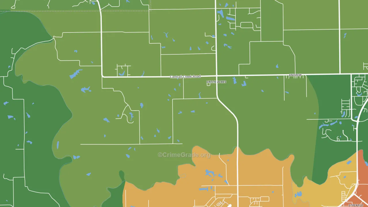 Green Acres, IL Map of Theft Rates