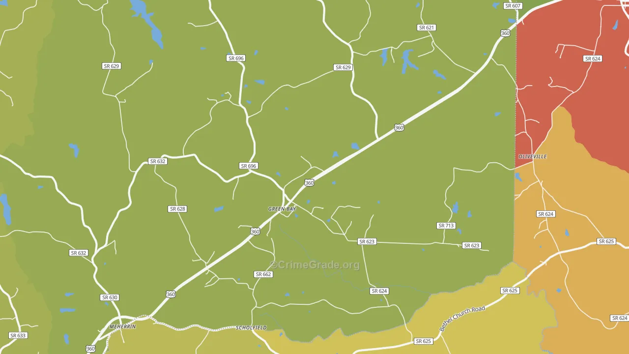 Green Bay, VA Map of Theft Rates