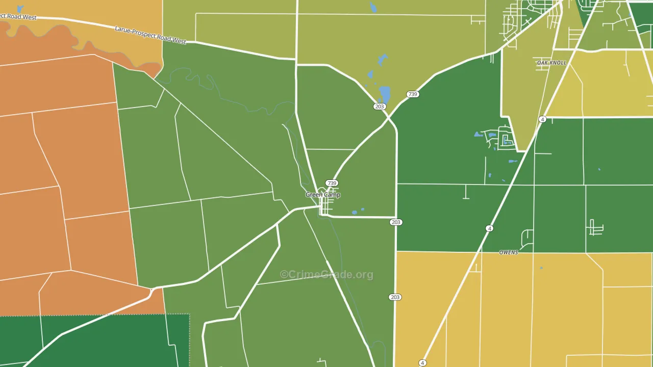 Green Camp, OH Map of Theft Rates
