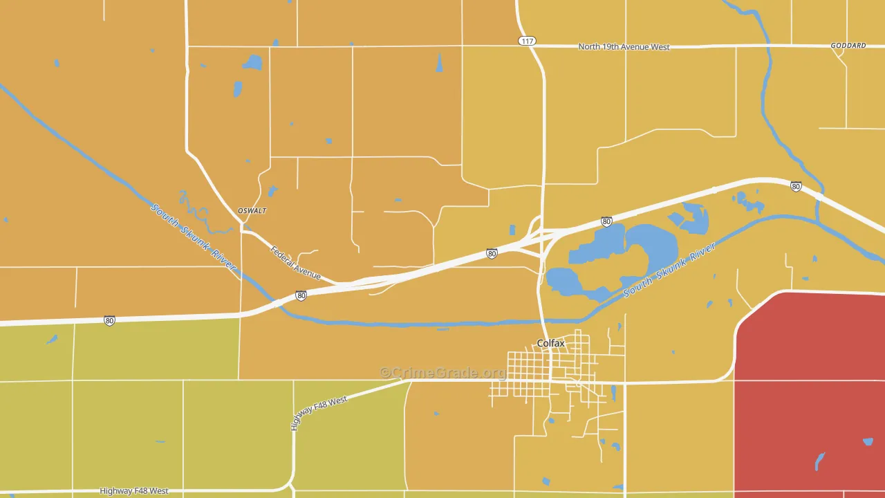 Green Castle, IA Map of Theft Rates