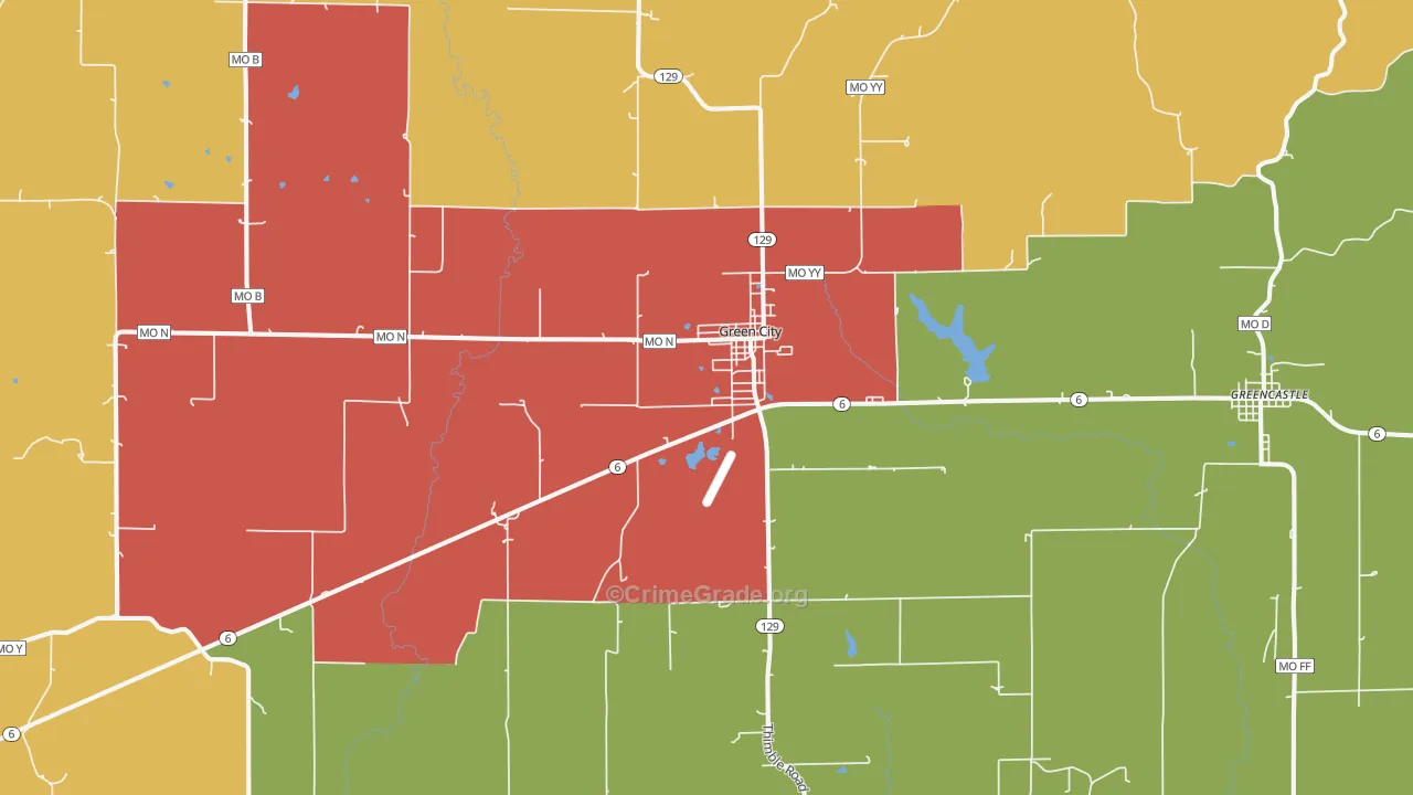 Green City, MO Map of Theft Rates