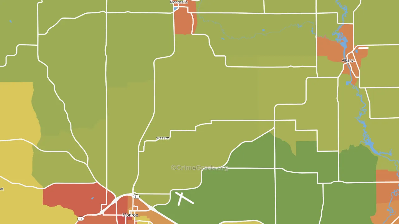 Green County, WI Map of Theft Rates