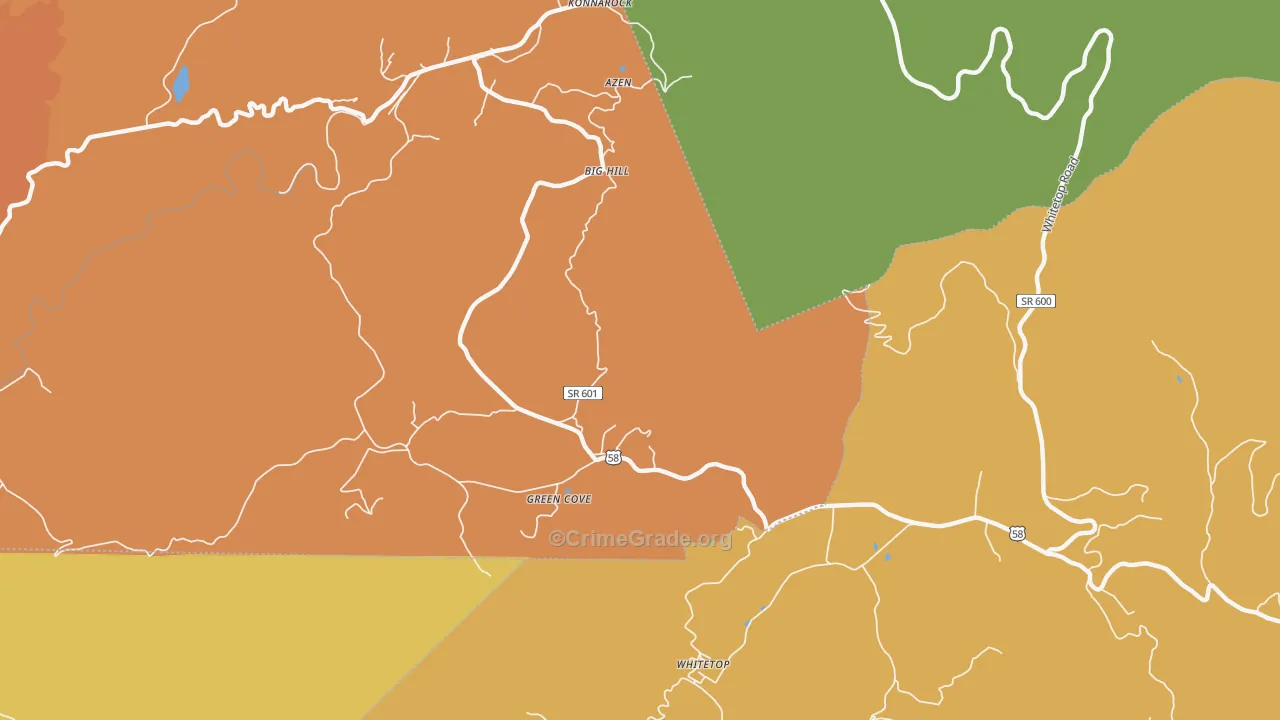 Green Cove, VA Map of Theft Rates