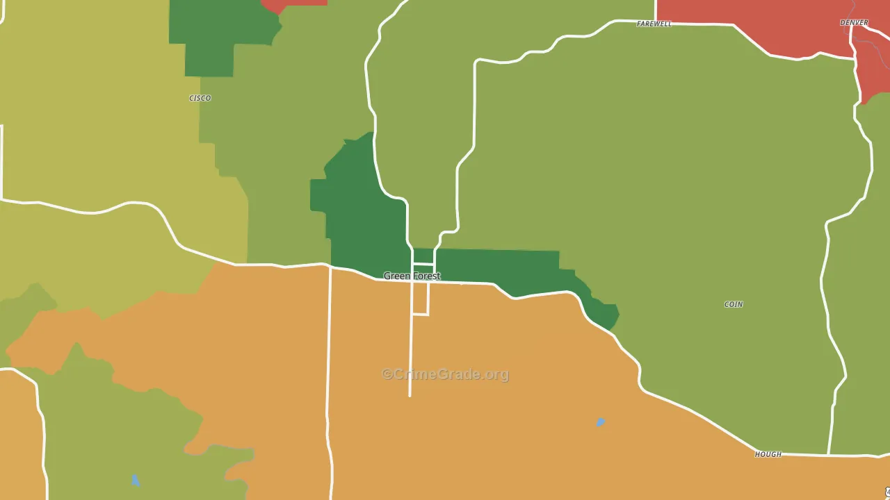 Green Forest, AR Map of Theft Rates