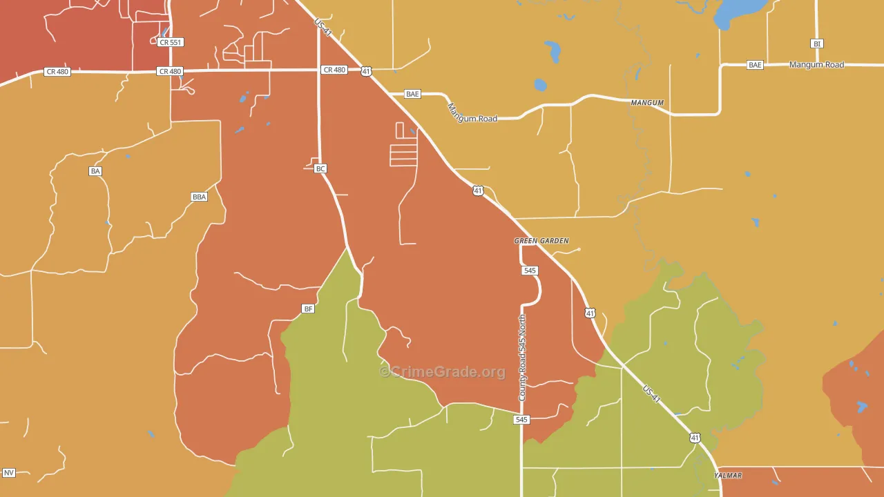Green Garden, MI Map of Theft Rates