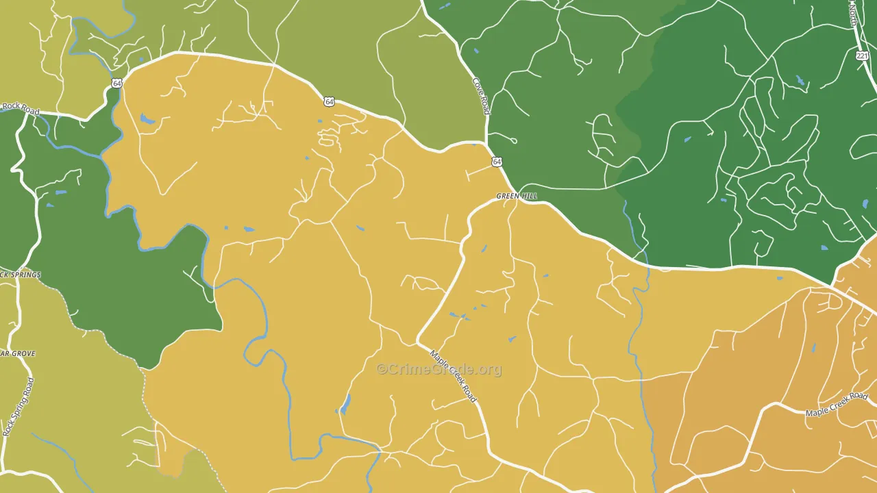 Green Hill, NC Map of Theft Rates