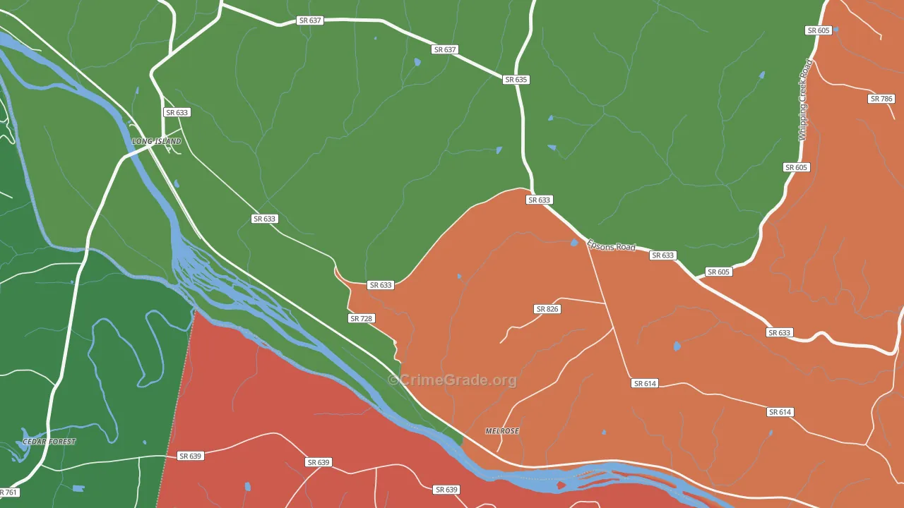 Green Hill, VA Map of Theft Rates
