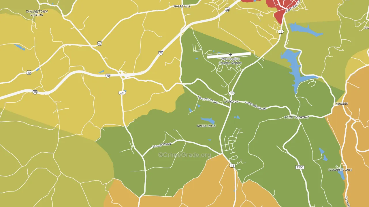 Green Hills, PA Map of Theft Rates