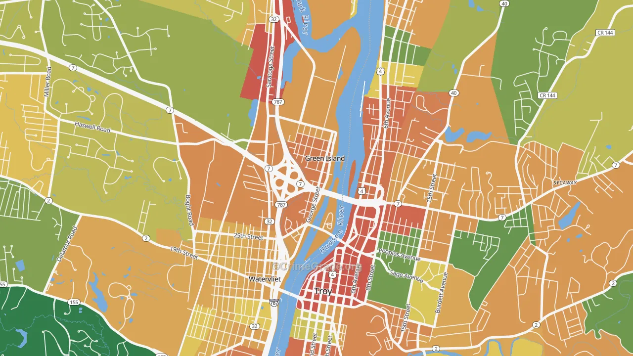 Green Island, NY Map of Theft Rates