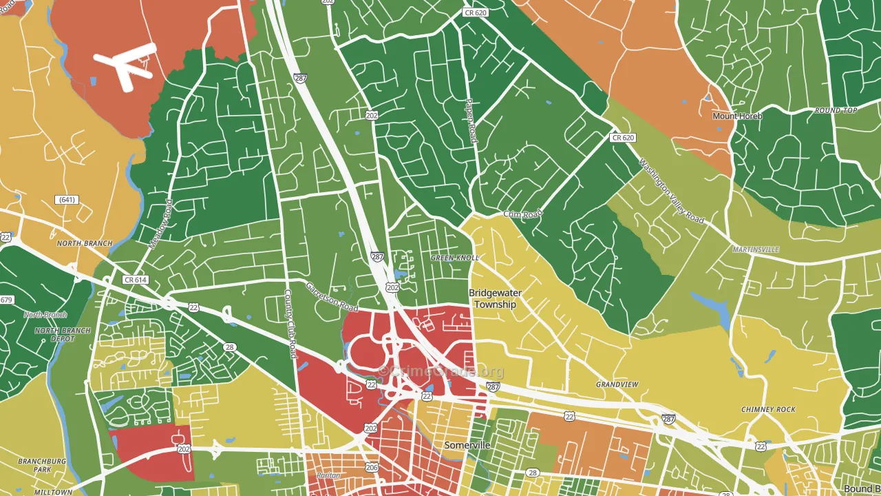 Green Knoll, NJ Map of Theft Rates