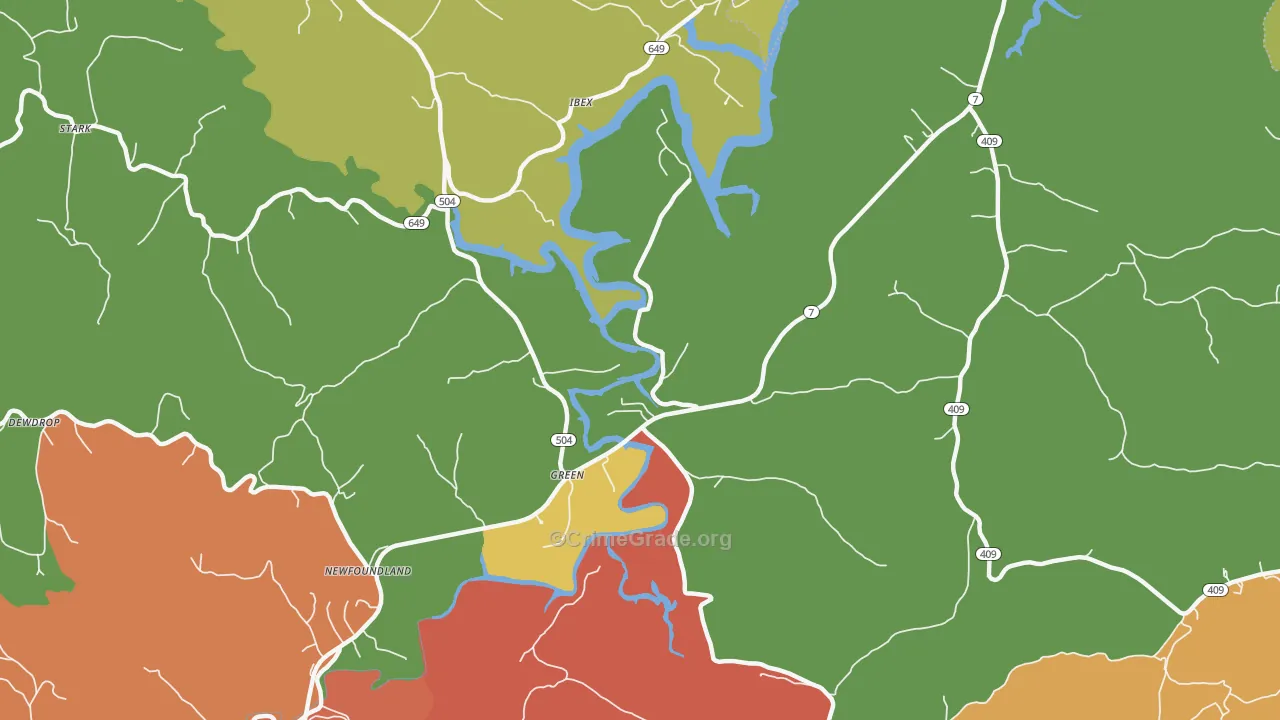 Green, KY Map of Theft Rates