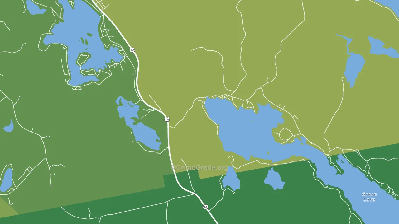 Green Lake, ME Map of Theft Rates