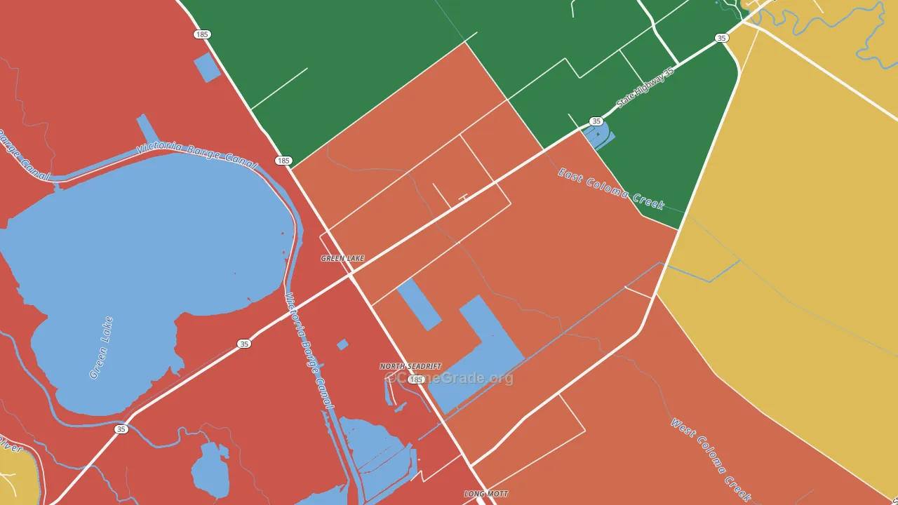 Green Lake, TX Map of Theft Rates