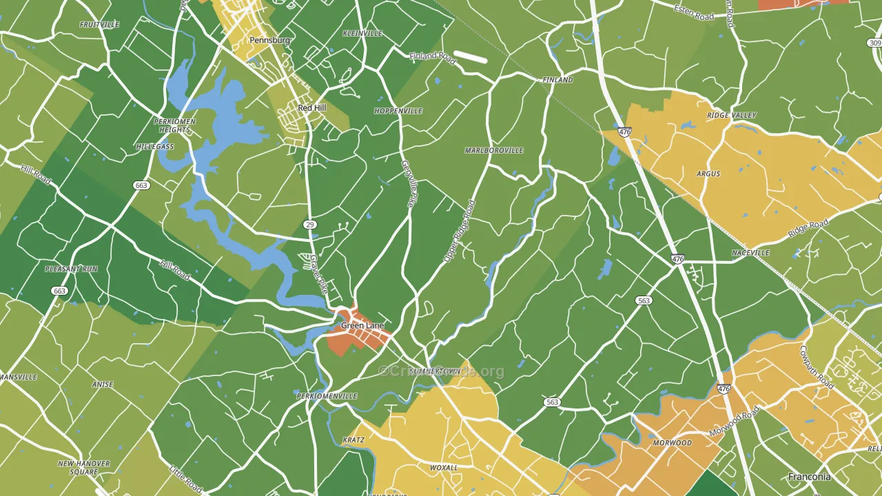 Green Lane, PA Map of Theft Rates