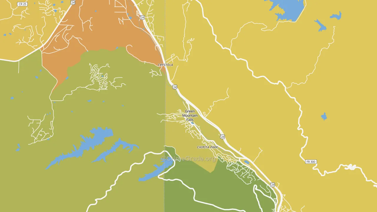 Green Mountain Falls, CO Map of Theft Rates