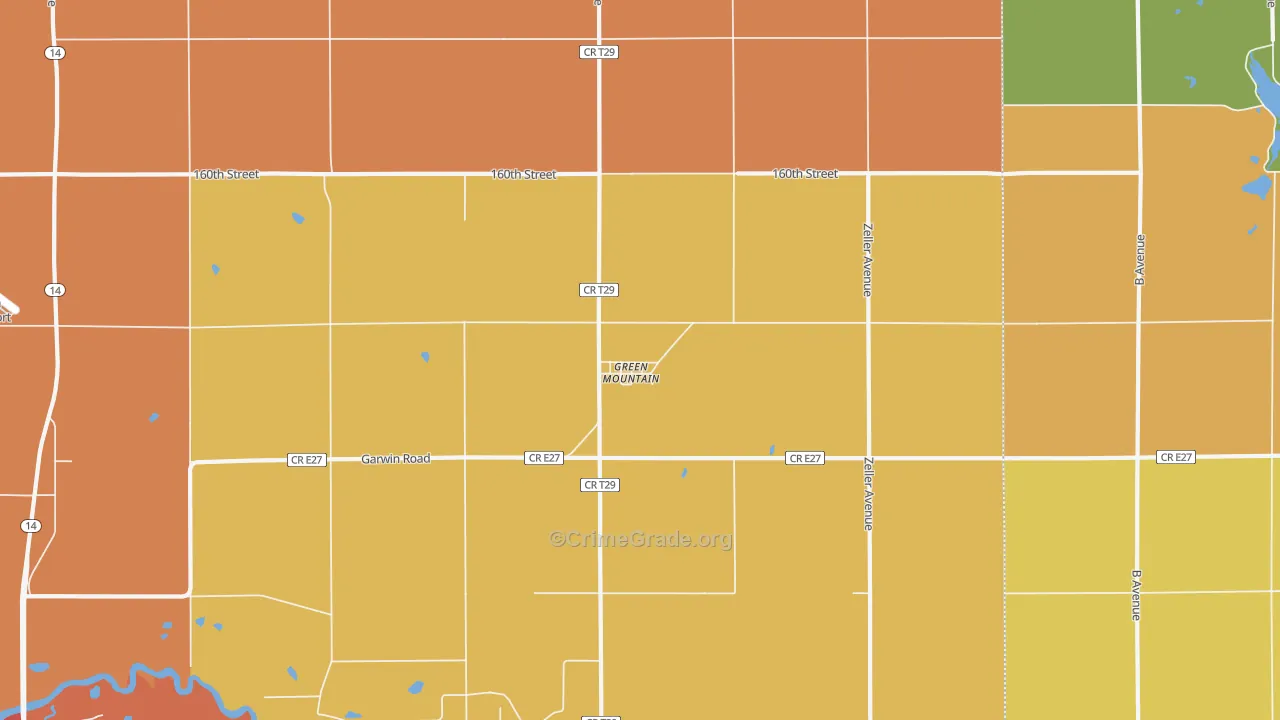 Green Mountain, IA Map of Theft Rates