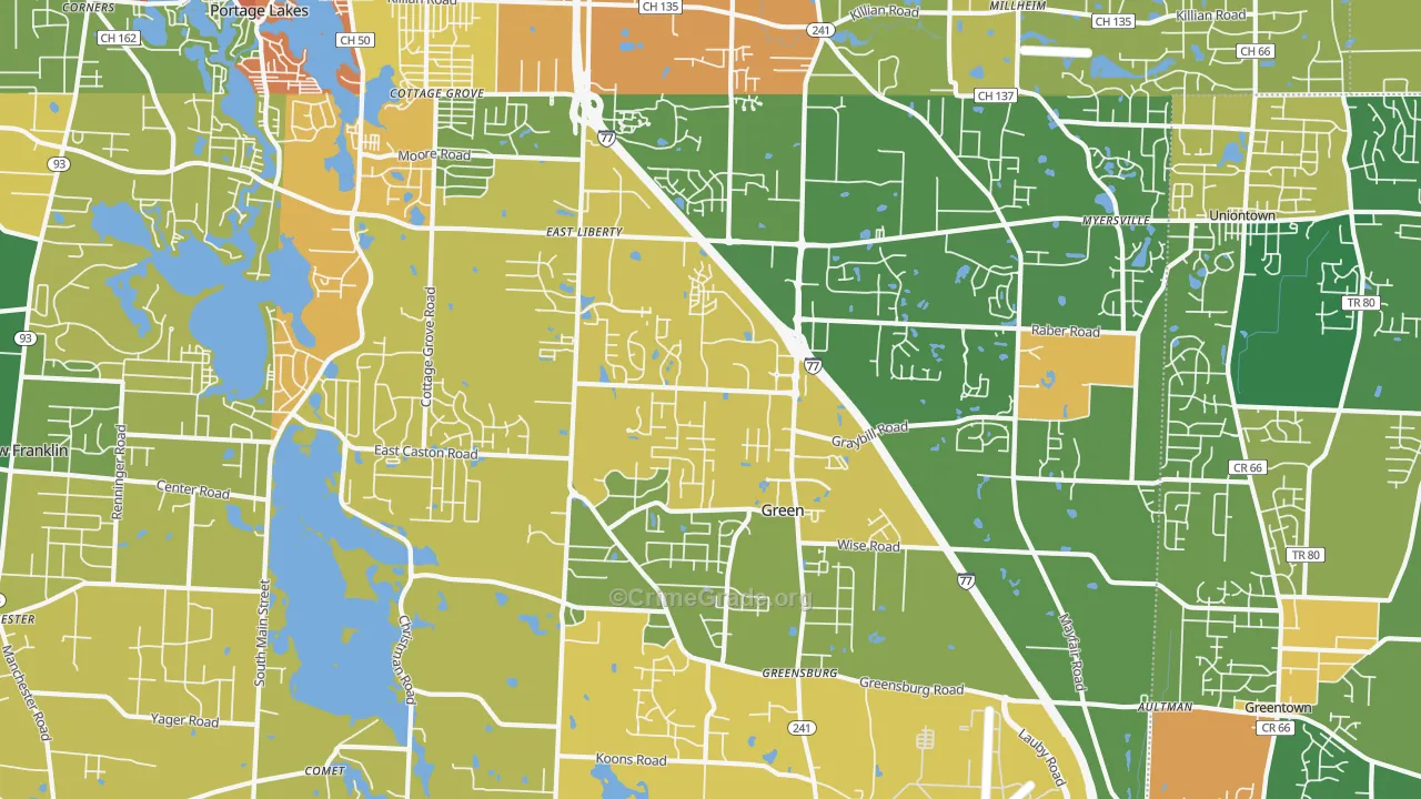 Green, OH Map of Theft Rates