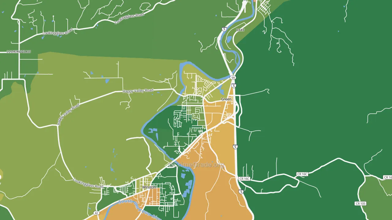 Green, OR Map of Theft Rates