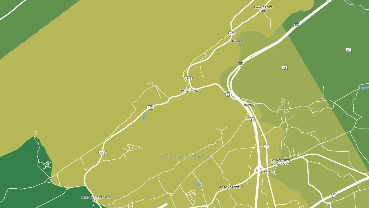 Green Point, PA Map of Theft Rates