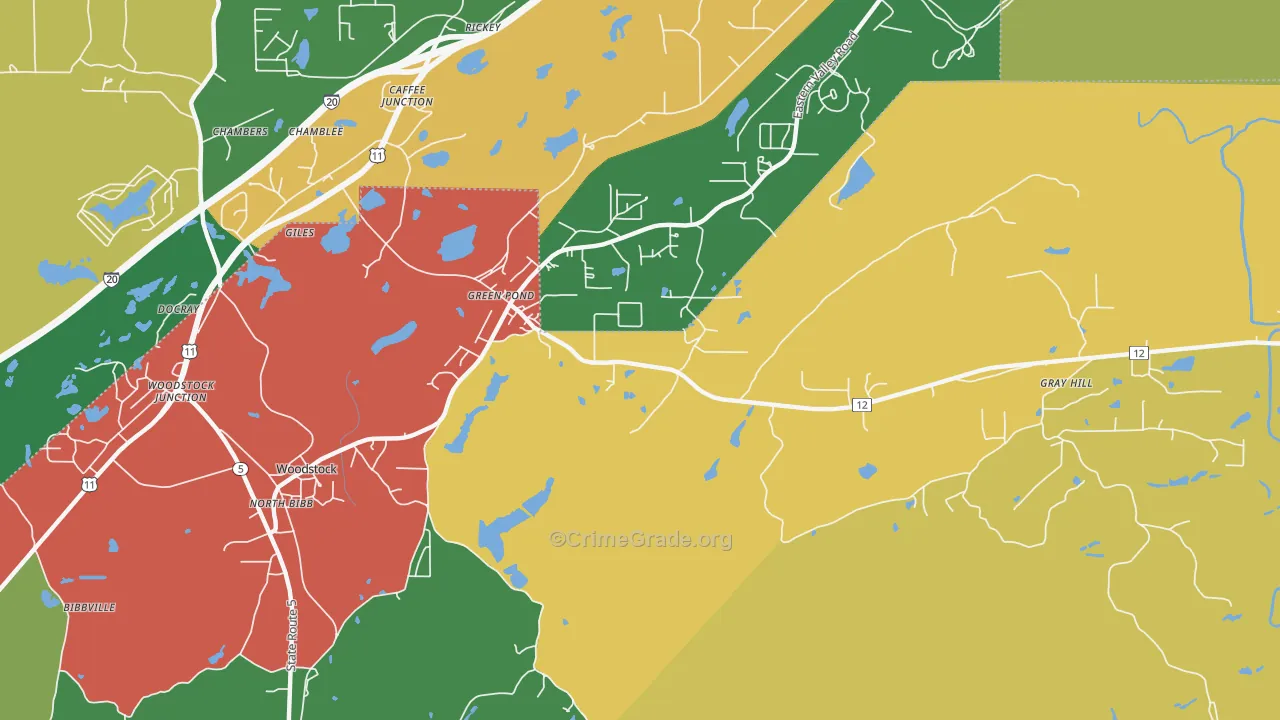 Green Pond, AL Map of Theft Rates