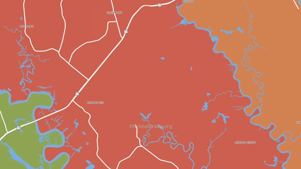 Green Pond, SC Map of Theft Rates