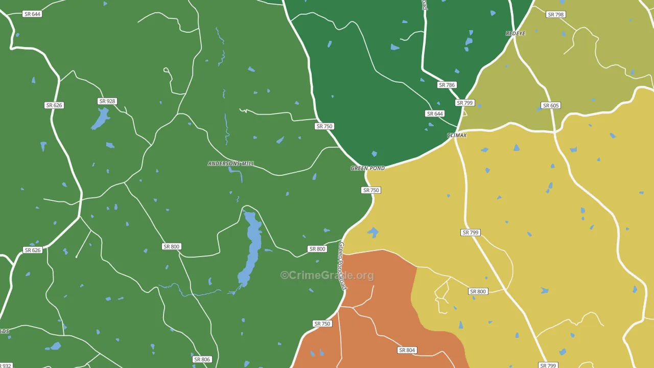 Green Pond, VA Map of Theft Rates
