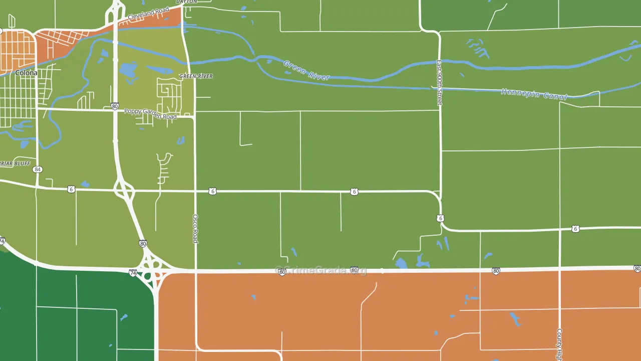 Green River, IL Map of Theft Rates