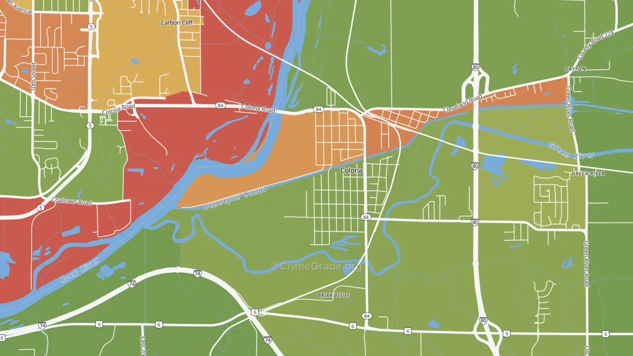 Green Rock, IL Map of Theft Rates
