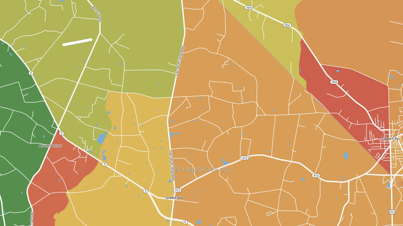 Green Sea, SC Map of Theft Rates