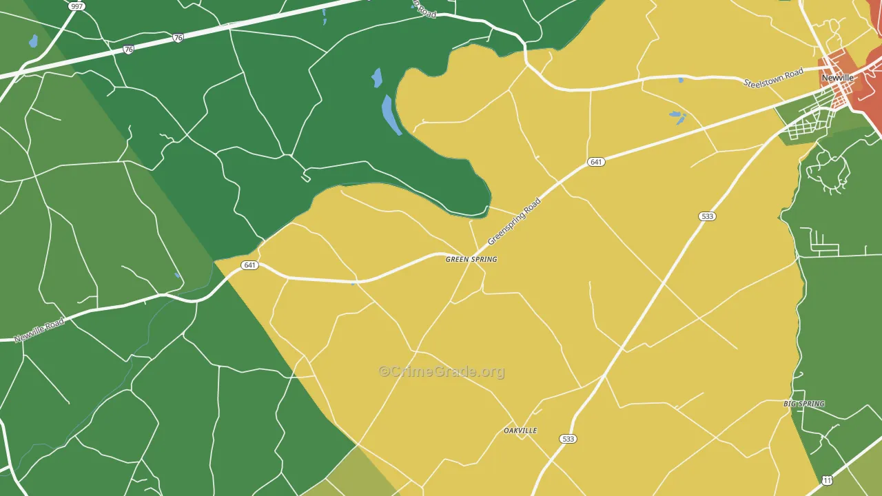 Green Spring, PA Map of Theft Rates