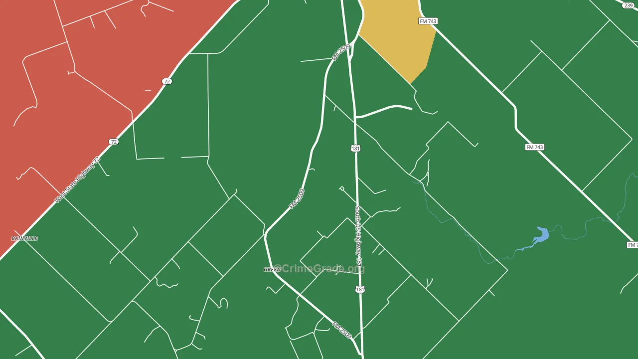 Green, TX Map of Theft Rates