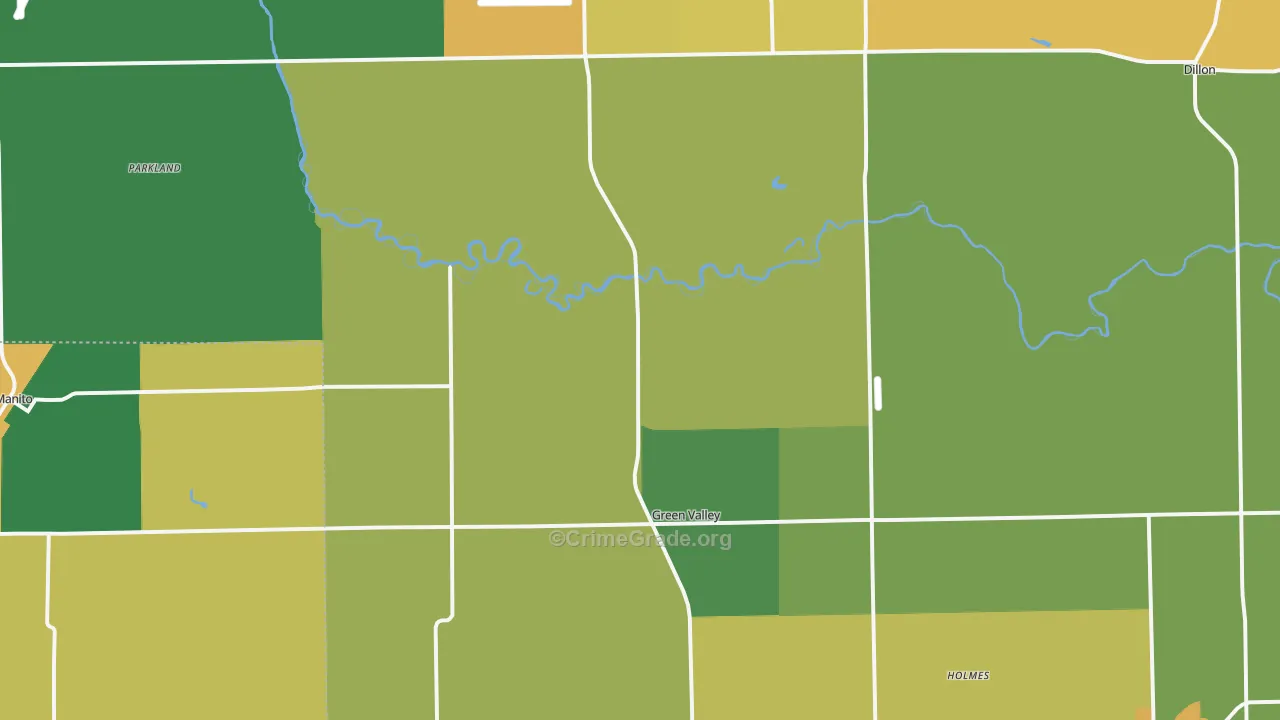 Green Valley, IL Map of Theft Rates