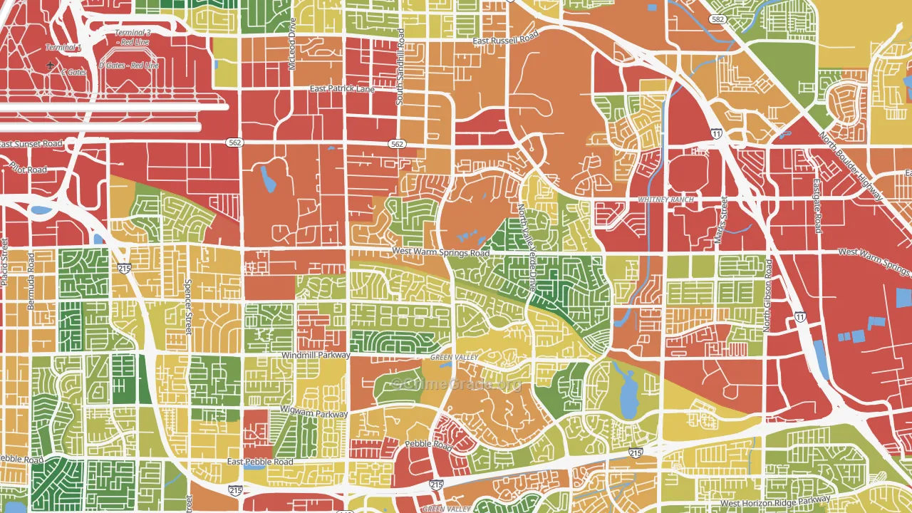 Green Valley North, Henderson, NV Map of Theft Rates
