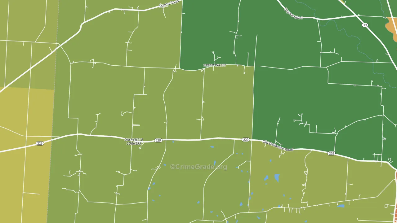Green Valley, OH Map of Theft Rates