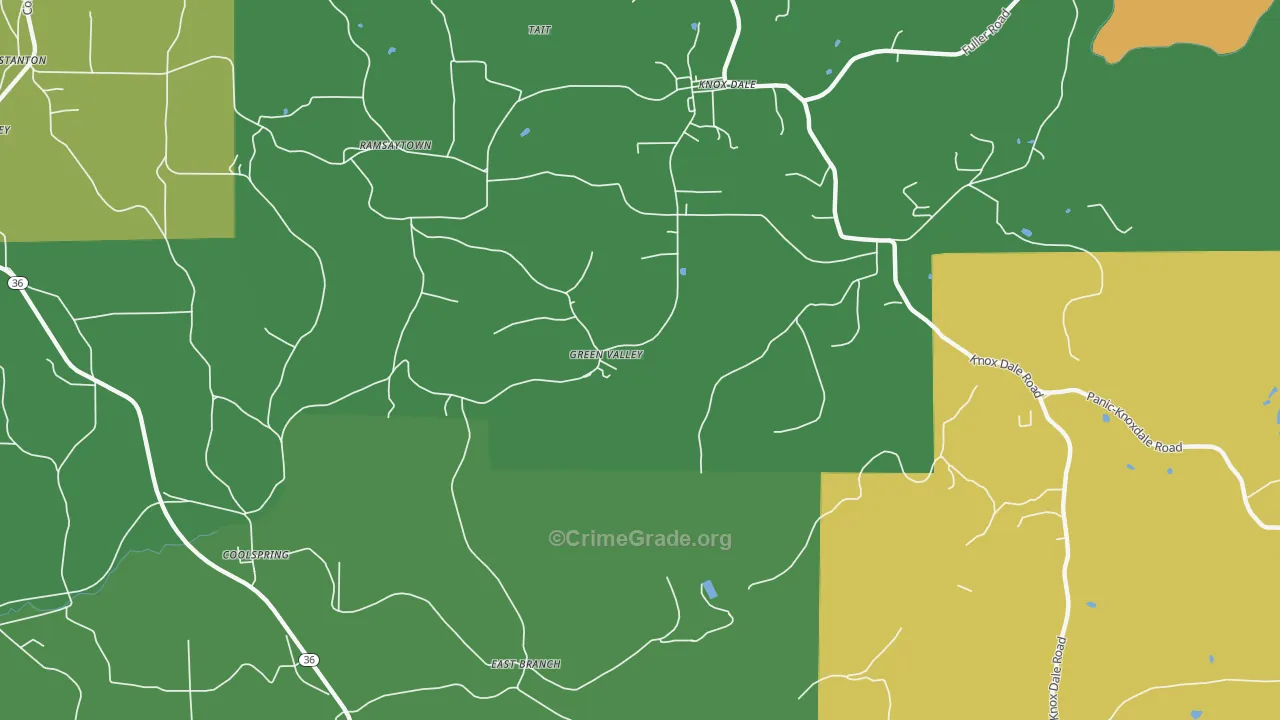 Green Valley, PA Map of Theft Rates