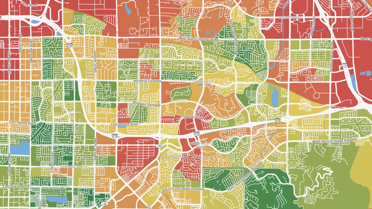 Green Valley South, Henderson, NV Map of Theft Rates