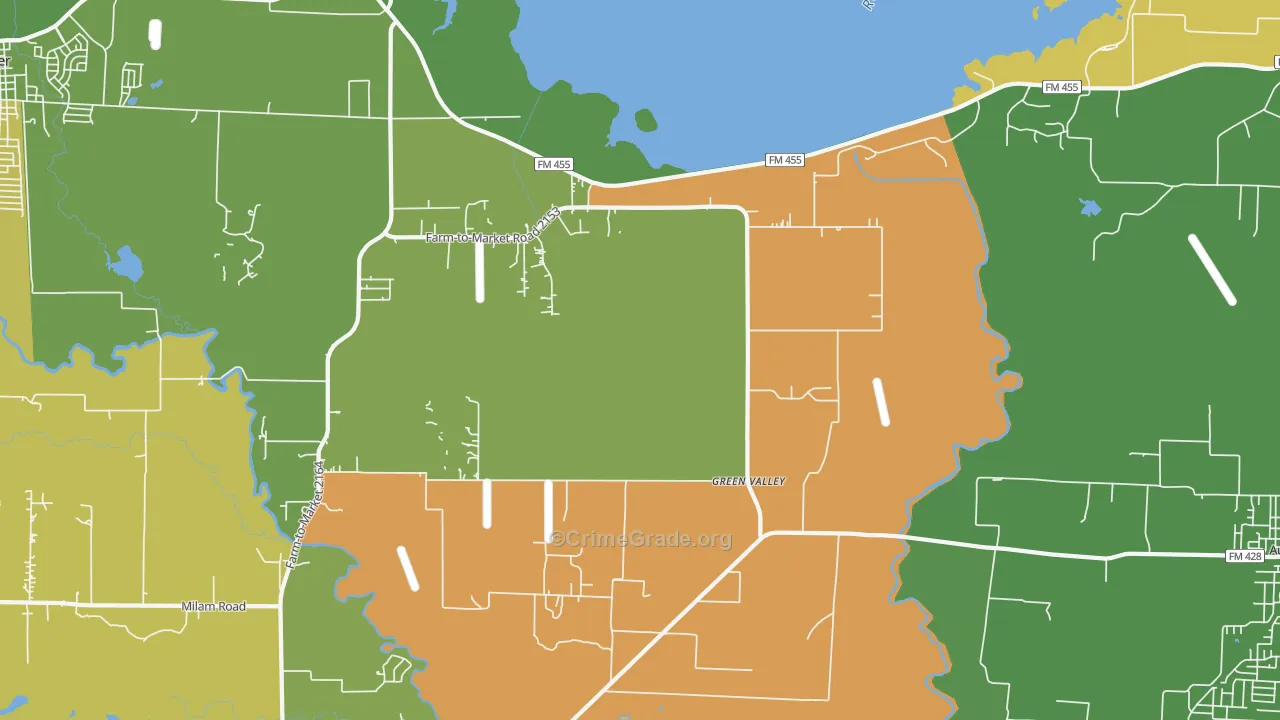 Green Valley, TX Map of Theft Rates