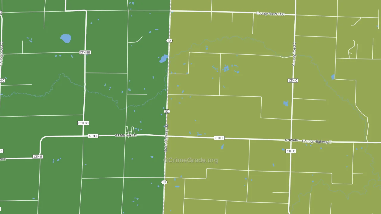 Green Valley, WI Map of Theft Rates