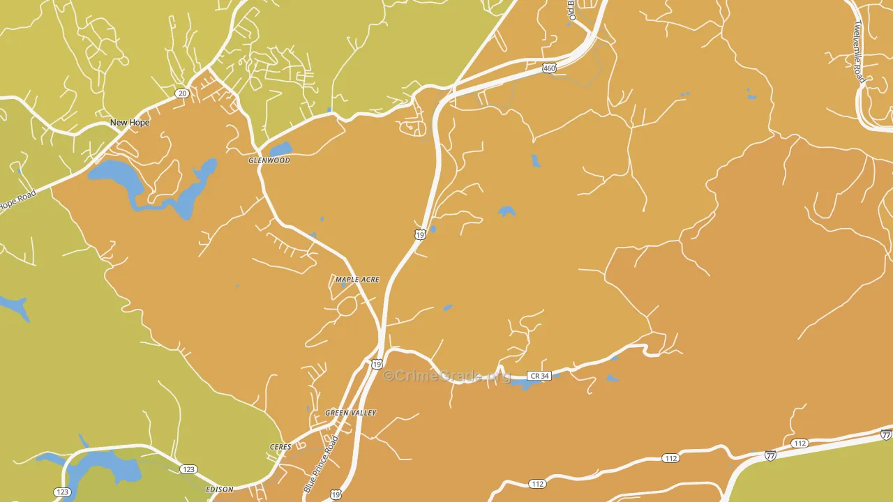 Green Valley, WV Map of Theft Rates