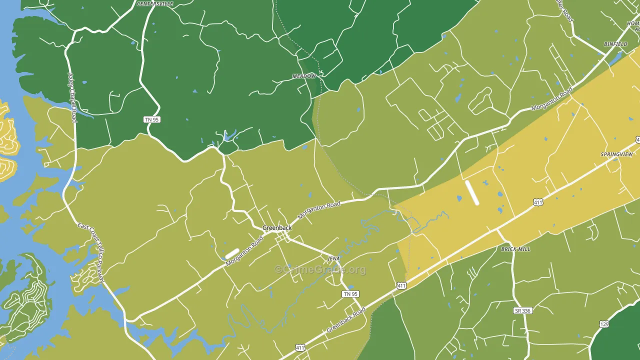 Greenback, TN Map of Theft Rates